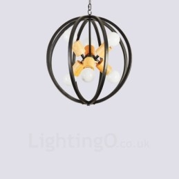 6 Lys Retro Vintage Pendellampe I Jern Med Jernskjerm