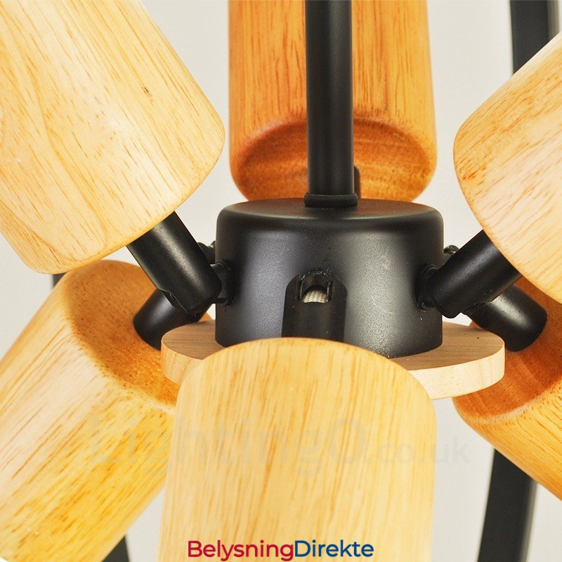 6 Lys Retro Vintage Pendellampe I Jern Med Jernskjerm