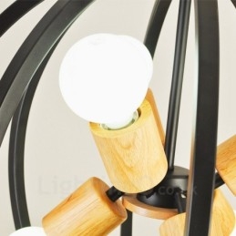 6 Lys Retro Vintage Pendellampe I Jern Med Jernskjerm