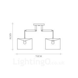 Moderne Og Moderne Pendellampe I Tre Med 2 Lys Og Stoffskjerm