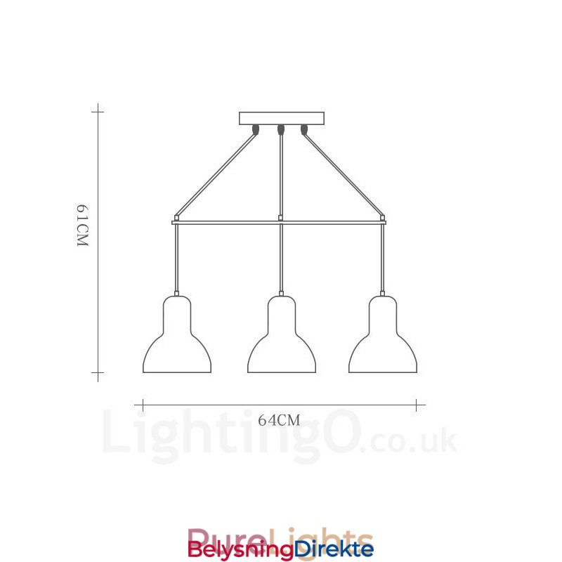Moderne Pendellampe I Tre Med 5 Lys Og Jernskjerm
