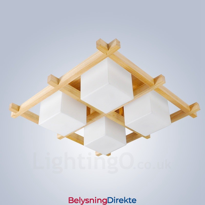 4 Moderne, Samtidskunstnerisk Nordisk Stil, Innfelt Taklampe Med Glassskjerm