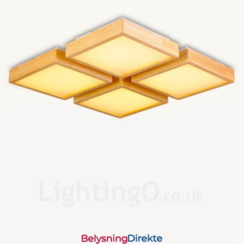 4 Moderne, Samtidskunstnerisk Nordisk Stil, Innfelt Taklampe Med Akrylskjerm