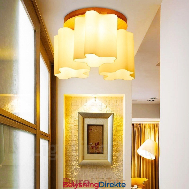 3 Moderne, Samtidskunstneriske Taklamper Med Innfelt Tak Og Glassskjerm