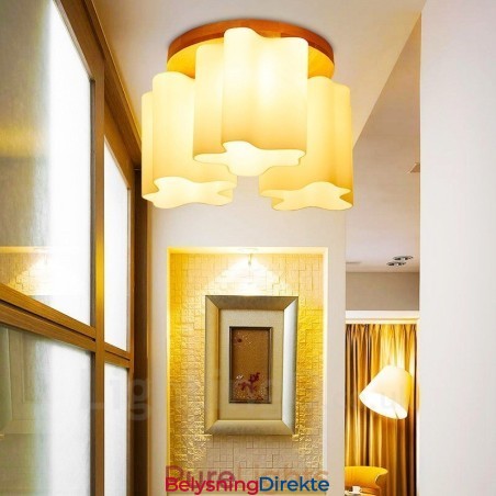 3 Moderne, Samtidskunstneriske Taklamper Med Innfelt Tak Og Glassskjerm