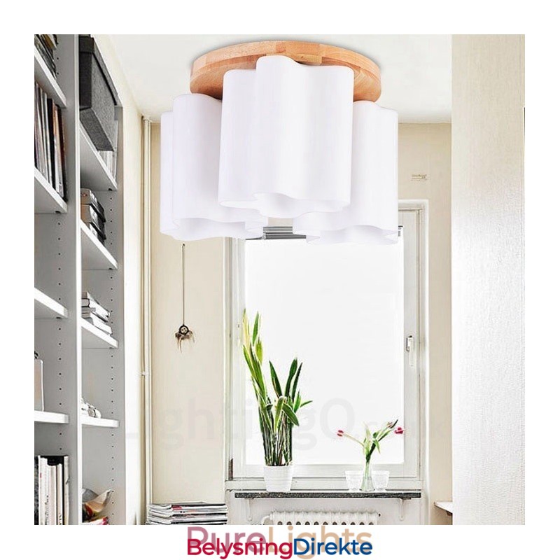 3 Moderne, Samtidskunstneriske Taklamper Med Innfelt Tak Og Glassskjerm