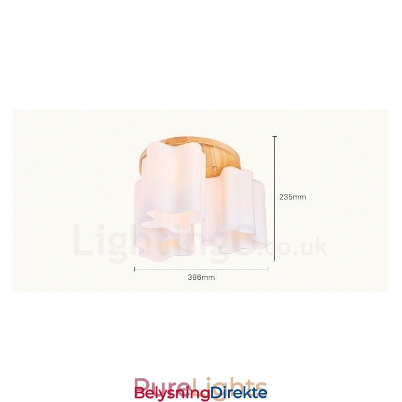 3 Moderne, Samtidskunstneriske Taklamper Med Innfelt Tak Og Glassskjerm