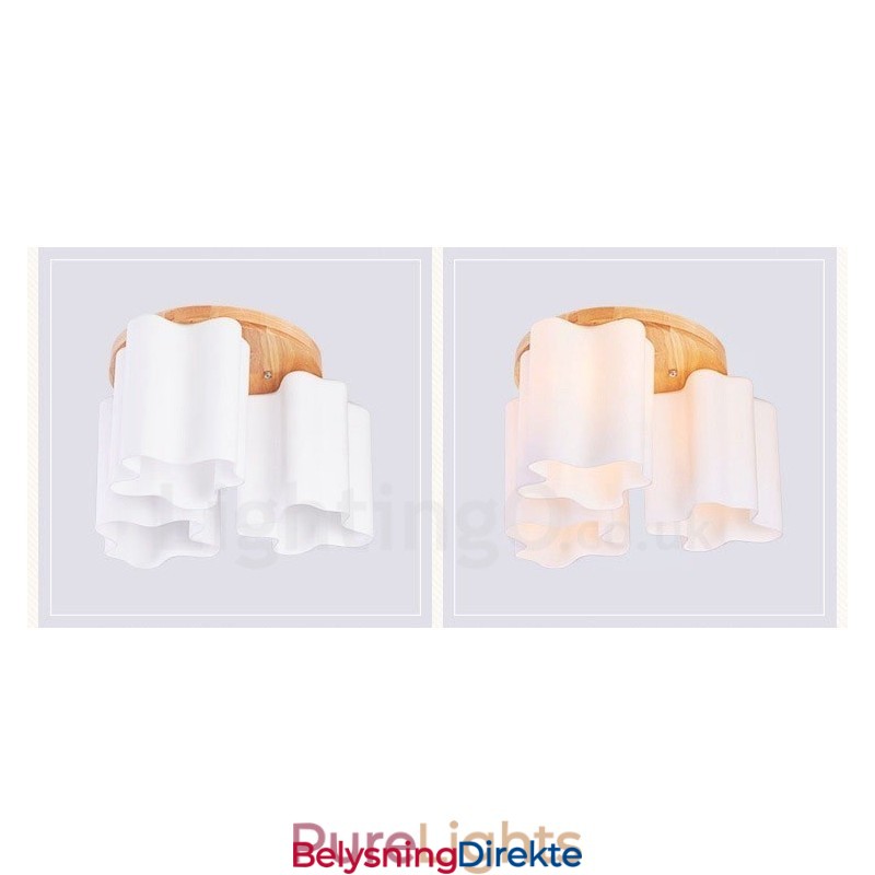 3 Moderne, Samtidskunstneriske Taklamper Med Innfelt Tak Og Glassskjerm