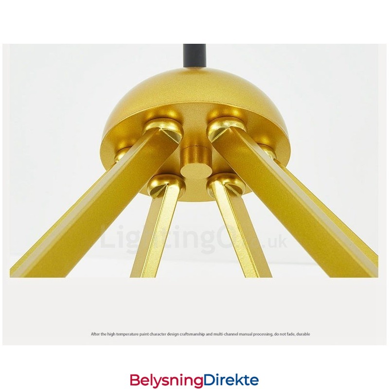 6-Lys Moderne, Samtidskunstnerisk Nordisk Stil Taklysekrone Med Svart Og Hvit Kuleglasskjerm