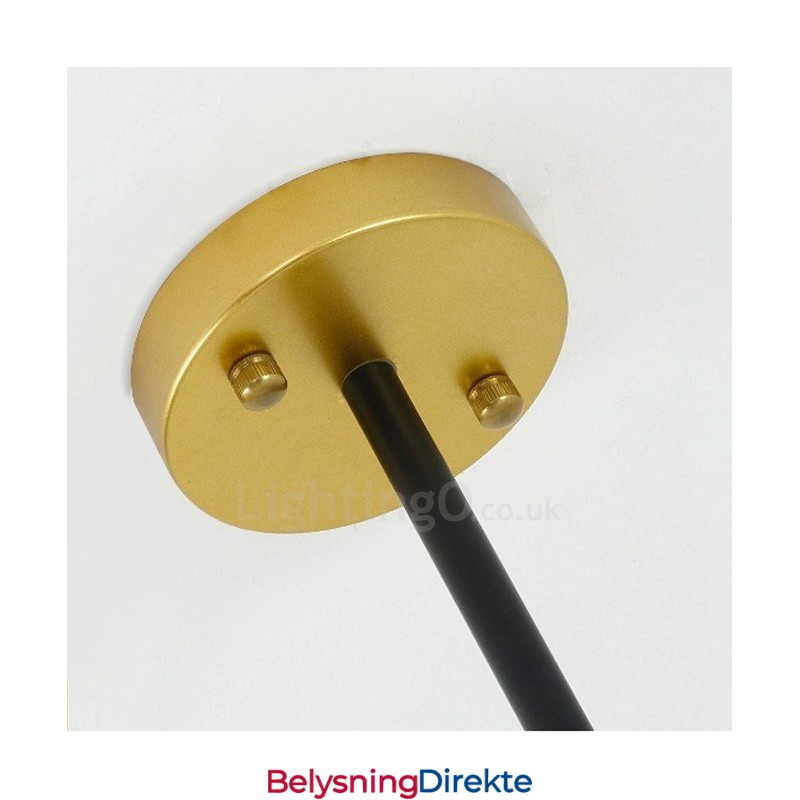 6-Lys Moderne, Samtidskunstnerisk Nordisk Stil Taklysekrone Med Svart Og Hvit Kuleglasskjerm