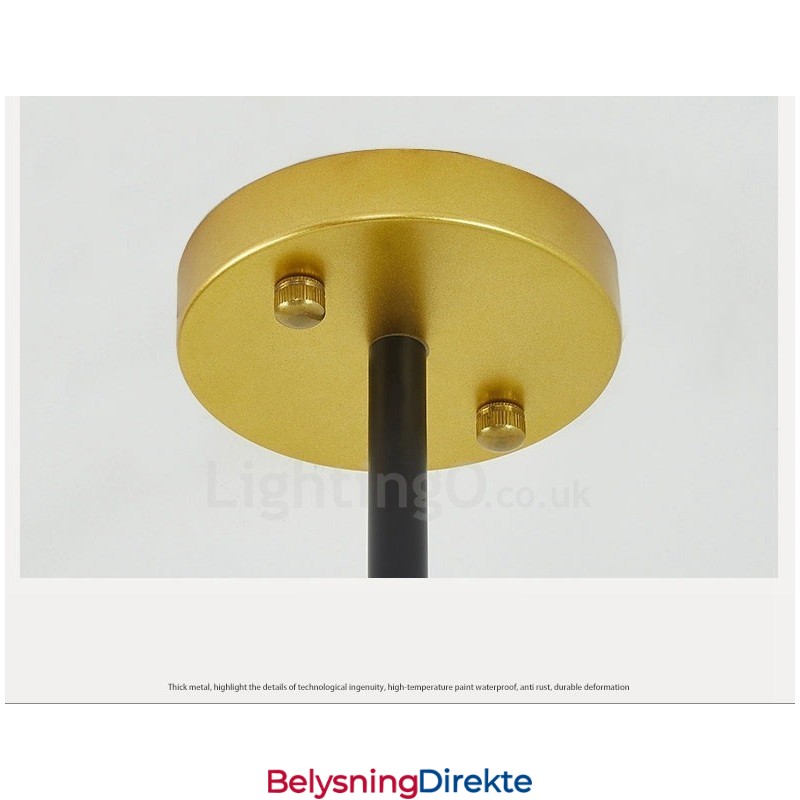 6-Lys Moderne, Samtidskunstnerisk Nordisk Stil Taklysekrone Med Svart Og Hvit Kuleglasskjerm