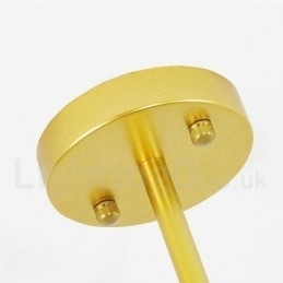 9-Lys Moderne, Samtidskunstnerisk Taklampe I Kobberbelagt Lysekrone Med Gull- Og Hvitt Kuleglassskjerm