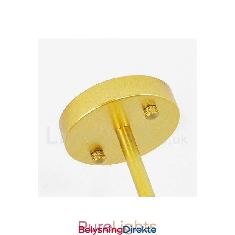 9-Lys Moderne, Samtidskunstnerisk Taklampe I Kobberbelagt Lysekrone Med Gull- Og Hvitt Kuleglassskjerm