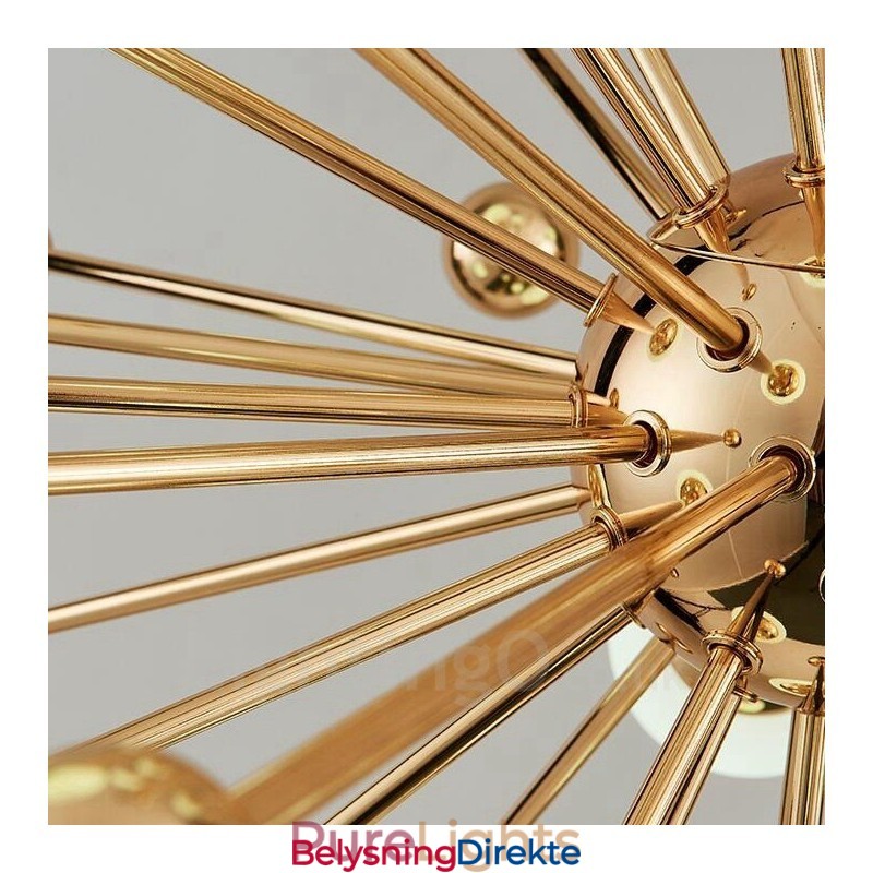 11-Lys Moderne Samtidskunst Taklamper Kobberbelagt Lysekrone Med Hvit Kuleformet Glassskjerm