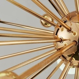 18-Lys Moderne Samtidskunst Taklamper Kobberbelagt Lysekrone Med Hvit Kuleformet Glassskjerm