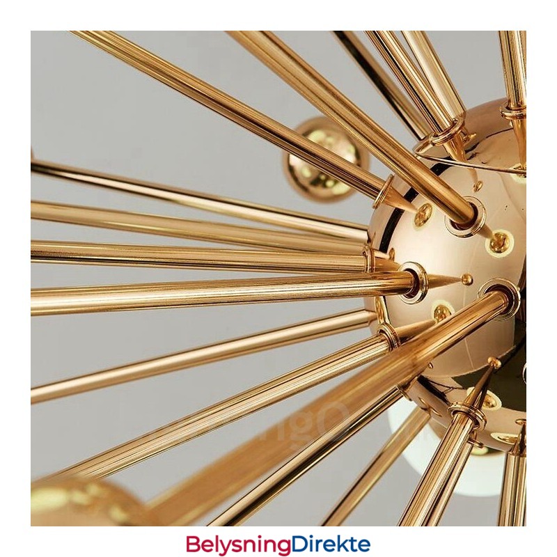 18-Lys Moderne Samtidskunst Taklamper Kobberbelagt Lysekrone Med Hvit Kuleformet Glassskjerm