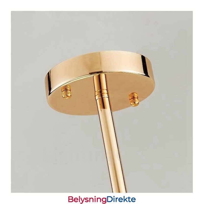 18-Lys Moderne Samtidskunst Taklamper Kobberbelagt Lysekrone Med Hvit Kuleformet Glassskjerm