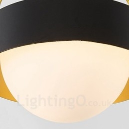 1 Lys Moderne Samtidskunst Taklamper Kobberbelagt Pendellampe Med Hvit Og Svart Kuleformet Glassskjerm