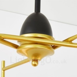 3-Lys Moderne Samtidskunst Taklamper Kobberbelagt Lysekrone Med Hvit Og Svart Kuleformet Glassskjerm