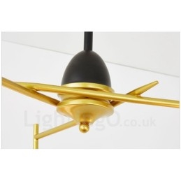 3-Lys Moderne Samtidskunst Taklamper Kobberbelagt Lysekrone Med Hvit Og Svart Kuleformet Glassskjerm