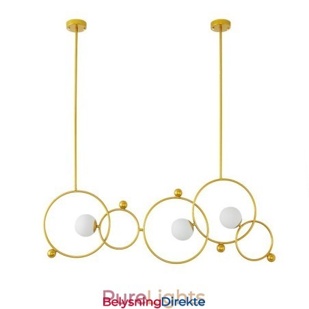 3-Lys Moderne Samtidskunst Taklamper Kobberbelagt Lysekrone Med Hvit Kuleformet Glassskjerm