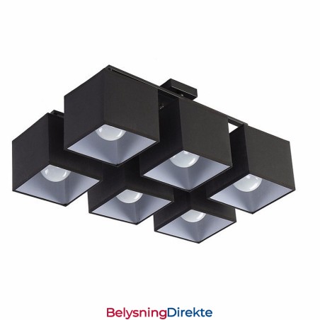 6 Moderne, Samtidskunstneriske, Svarte, Innfelte Taklamper Med Stoffskjerm