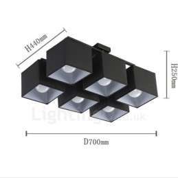6 Moderne, Samtidskunstneriske, Svarte, Innfelte Taklamper Med Stoffskjerm