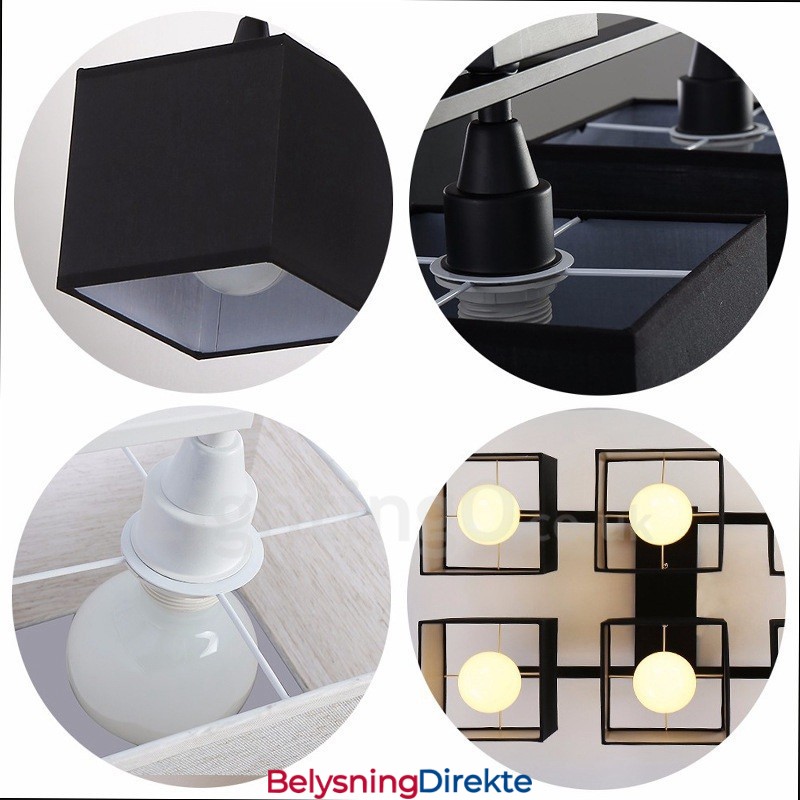 6 Moderne, Samtidskunstneriske, Svarte, Innfelte Taklamper Med Stoffskjerm