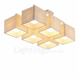 6 Moderne, Samtidskunstneriske, Svarte, Innfelte Taklamper Med Stoffskjerm