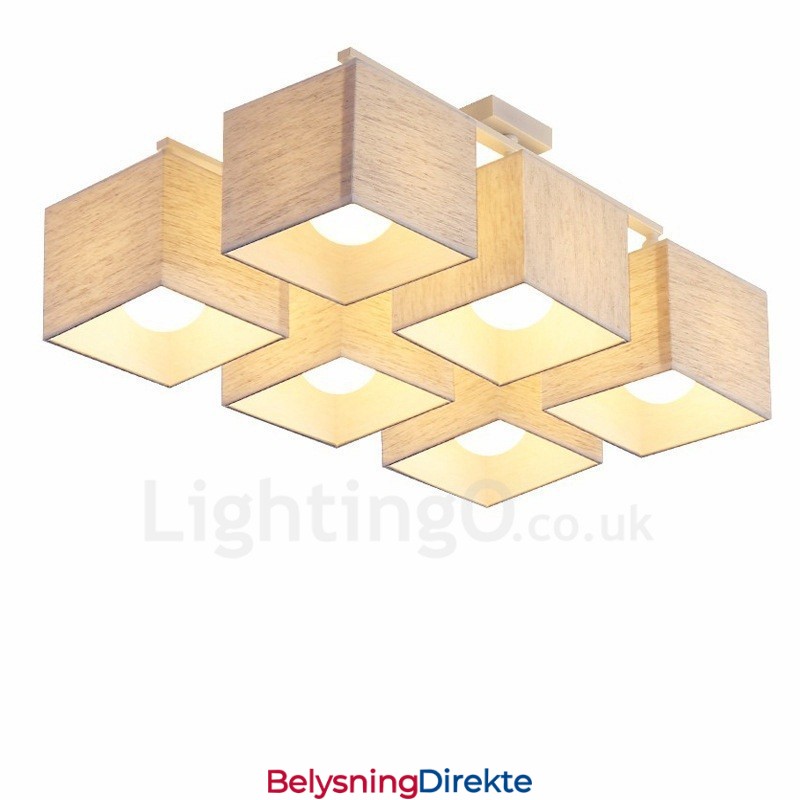 6 Moderne, Samtidskunstneriske, Svarte, Innfelte Taklamper Med Stoffskjerm