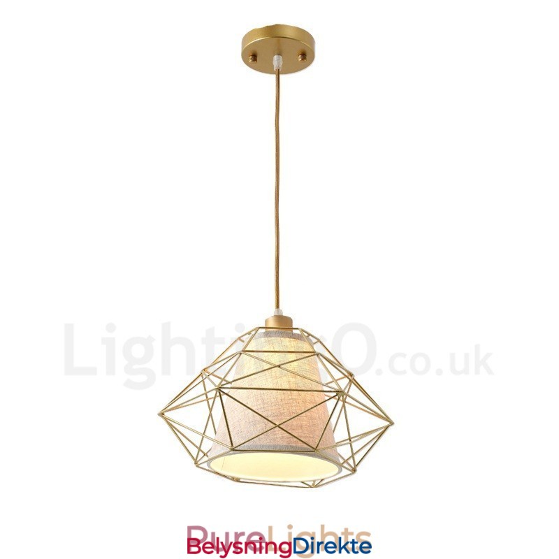 Retro Vintage Svart Jernpendellampe Med 1 Lys Og Stoffskjermer