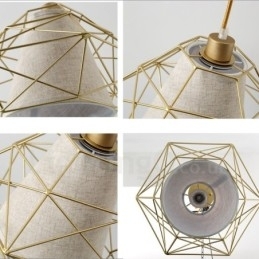 Retro Vintage Svart Jernpendellampe Med 1 Lys Og Stoffskjermer