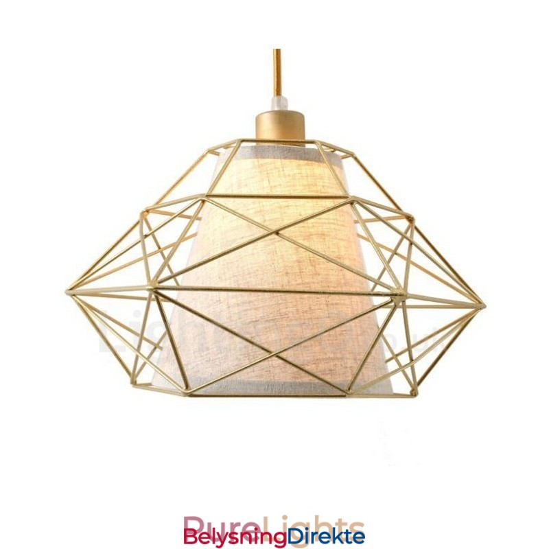 Retro Vintage Svart Jernpendellampe Med 1 Lys Og Stoffskjermer