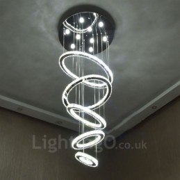 Dimmbar Wi-Fi Smart Tre Lyskildefarger 5 Ringer Moderne Krystall Takpendellampe Innendørs Lysekrone