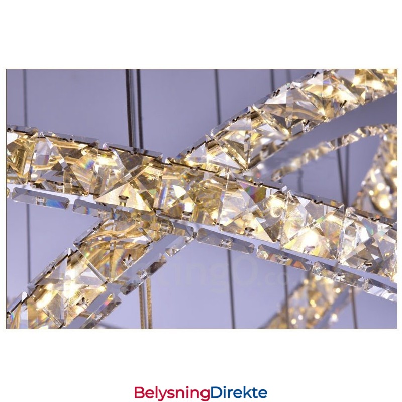 Dimmbar Wi-Fi Smart Tre Lyskildefarger 5 Ringer Moderne Krystall Takpendellampe Innendørs Lysekrone