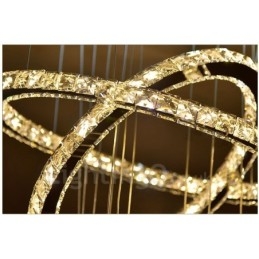 Dimmbar Wi-Fi Smart Tre Lyskildefarger 5 Ringer Moderne Krystall Takpendellampe Innendørs Lysekrone