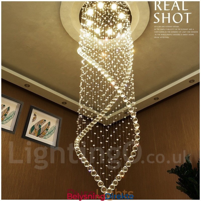 Ekstra Stor Moderne Krystall Takpendellampe Innendørs Lysekrone Belysning Lamper Armaturer