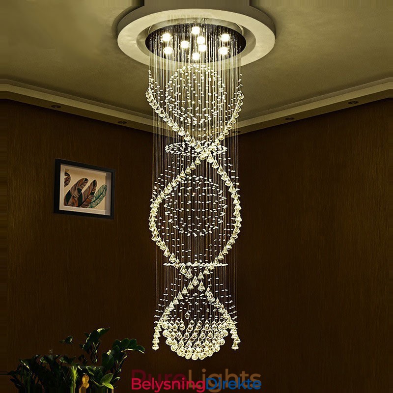Ekstra Lang 5 Meter Moderne Krystall Takpendellampe Innendørs Lysekrone Belysning Lamper Armaturer