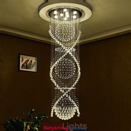 Ekstra Lang 5 Meter Moderne Krystall Takpendellampe Innendørs Lysekrone Belysning Lamper Armaturer