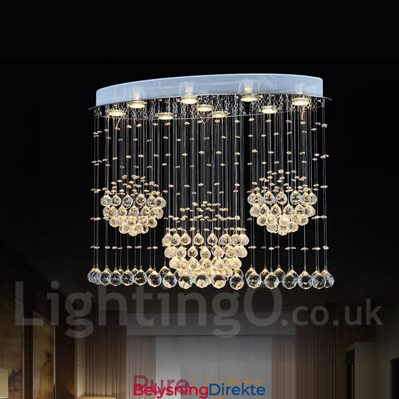 9 Lys Moderne Krystall Tak Anhengslampe Innendørs Lysekrone Belysning Lamper Armaturer