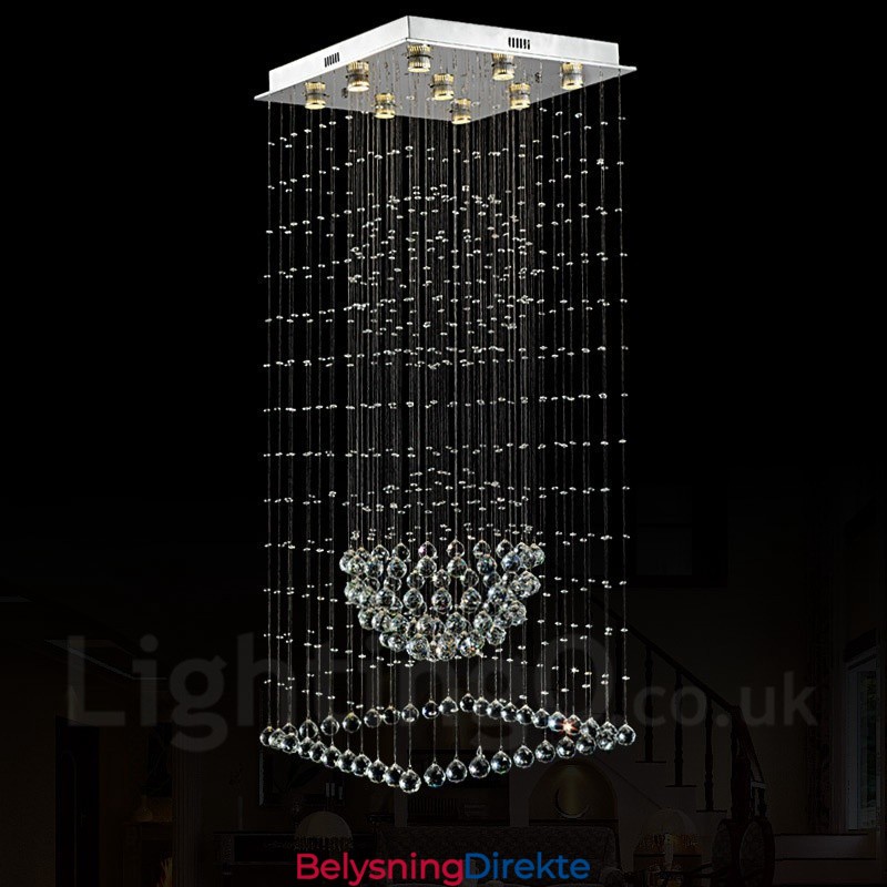 9 Lys Moderne Krystall Tak Anhengslampe Innendørs Lysekrone Belysning Lamper Armaturer