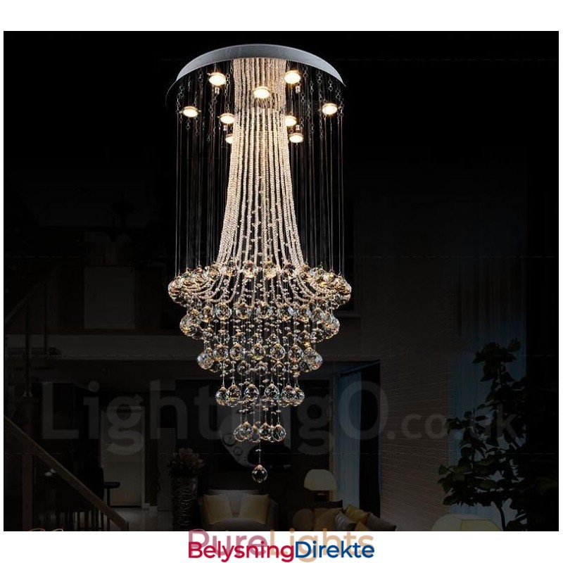 9 Lys Moderne Krystall Tak Anhengslampe Innendørs Lysekrone Belysning Lamper Armaturer