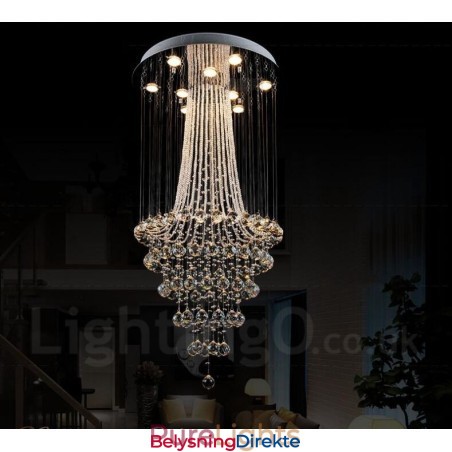 9 Lys Moderne Krystall Tak Anhengslampe Innendørs Lysekrone Belysning Lamper Armaturer