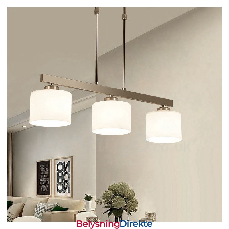 3 Lys Moderne Krom Anhengslampe Innendørs Lysekrone Hjem Hengende Belysning Lamper Armaturer Med Glassskjermer