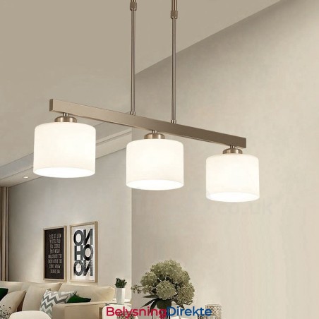 3 Lys Moderne Krom Anhengslampe Innendørs Lysekrone Hjem Hengende Belysning Lamper Armaturer Med Glassskjermer