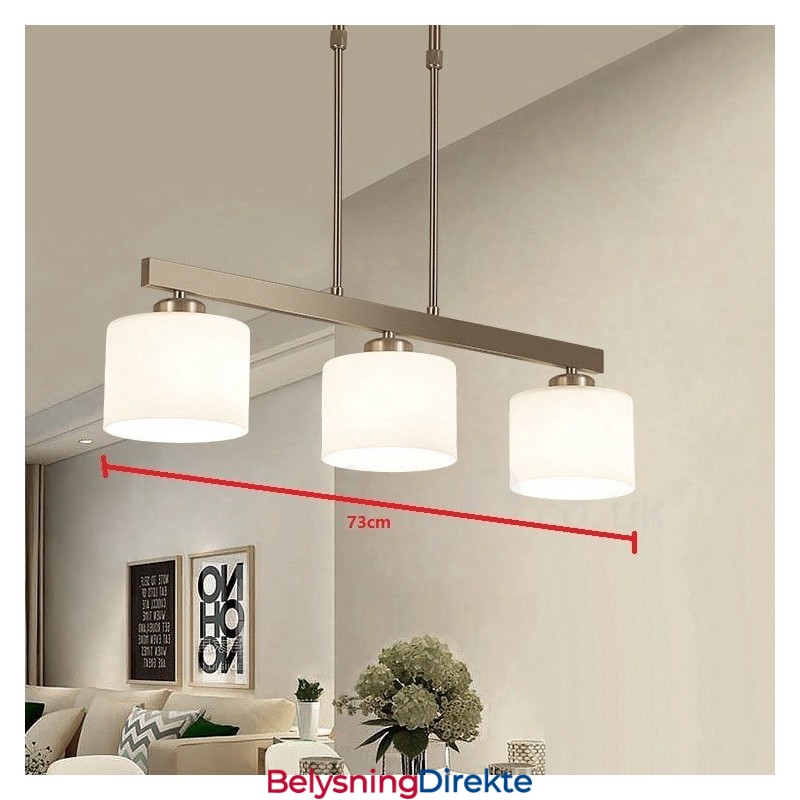 3 Lys Moderne Krom Anhengslampe Innendørs Lysekrone Hjem Hengende Belysning Lamper Armaturer Med Glassskjermer