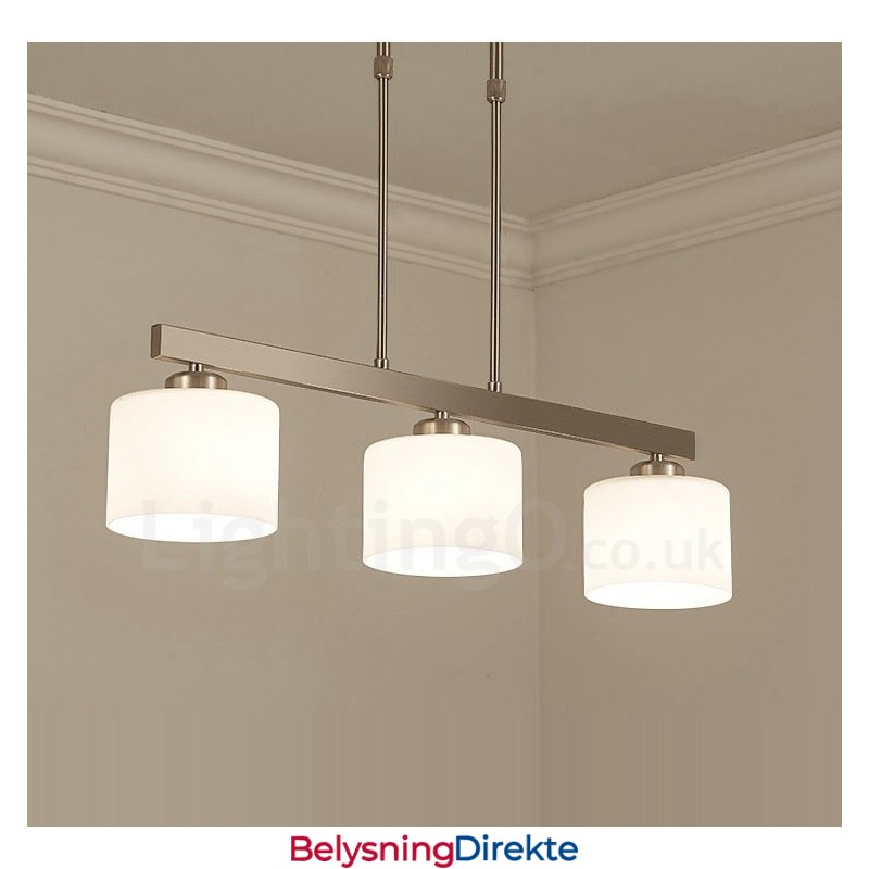 3 Lys Moderne Krom Anhengslampe Innendørs Lysekrone Hjem Hengende Belysning Lamper Armaturer Med Glassskjermer