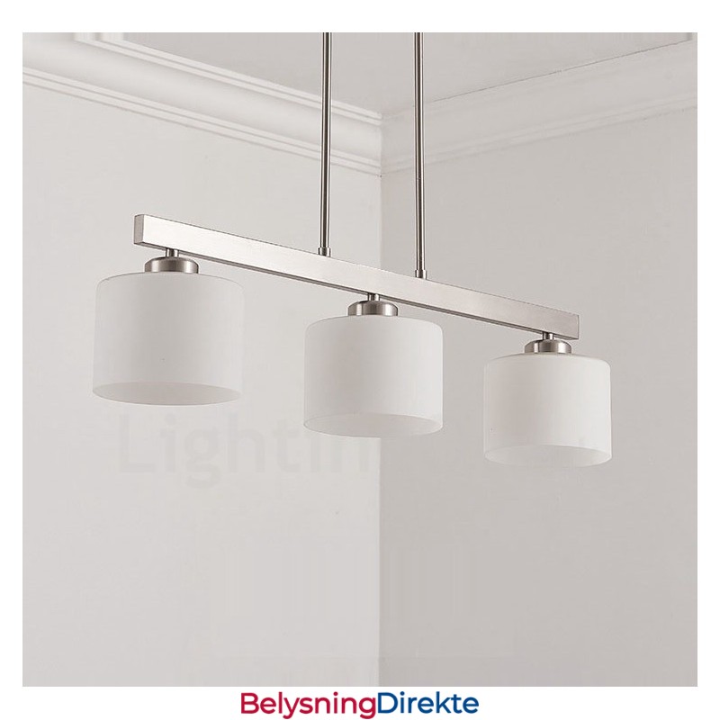 3 Lys Moderne Krom Anhengslampe Innendørs Lysekrone Hjem Hengende Belysning Lamper Armaturer Med Glassskjermer