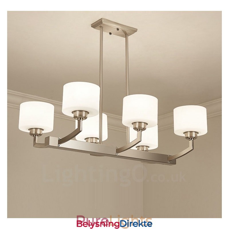 6 Lys Moderne Krom Anhengslampe Innendørs Lysekrone Hjem Hengende Belysning Lamper Armaturer Med Glassskjermer