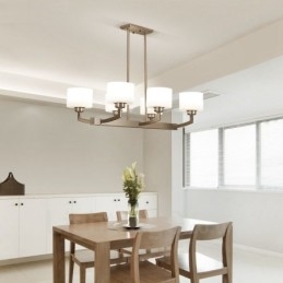 6 Lys Moderne Krom Anhengslampe Innendørs Lysekrone Hjem Hengende Belysning Lamper Armaturer Med Glassskjermer